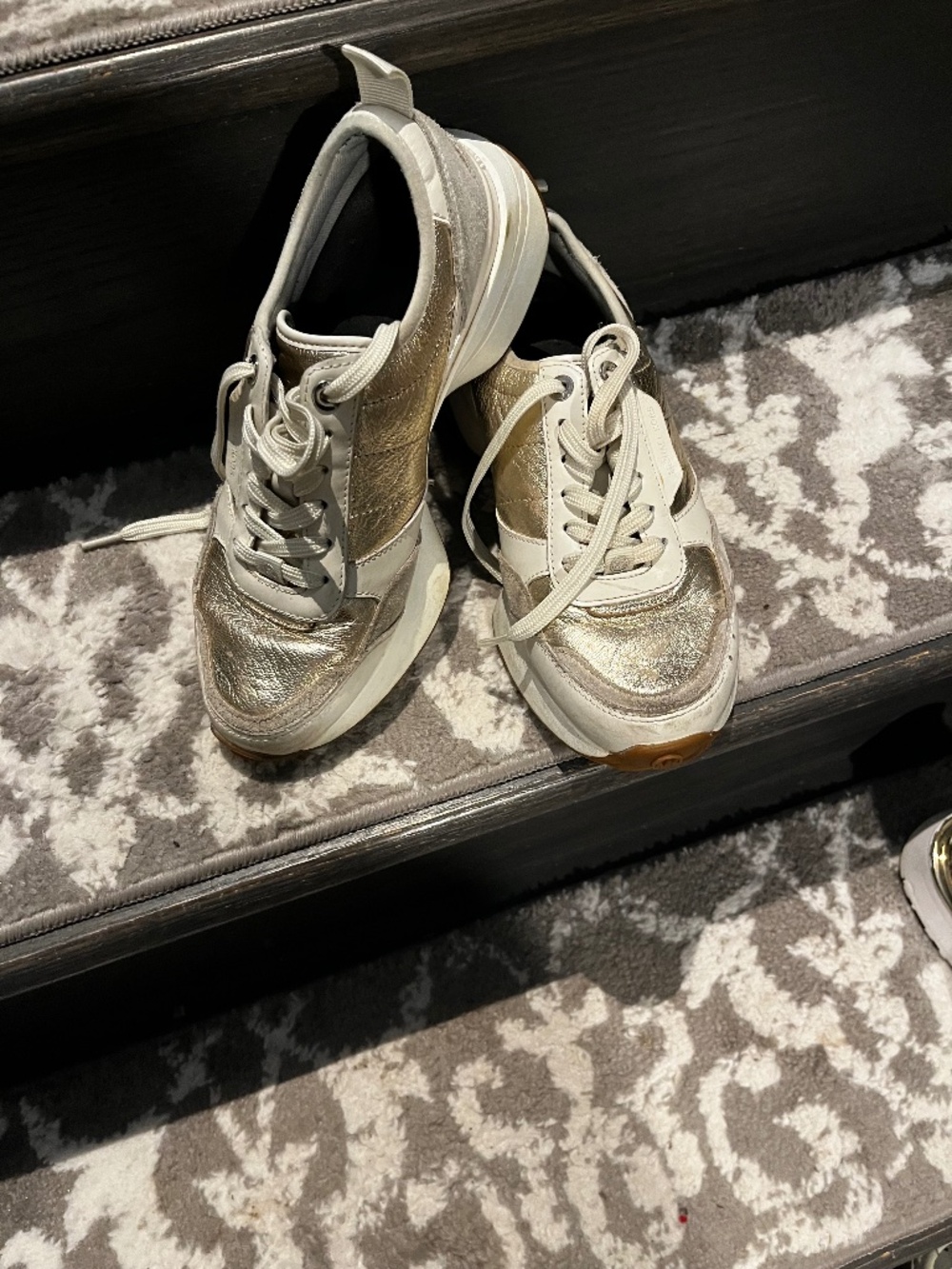 Michael Kors white and gold sneakers